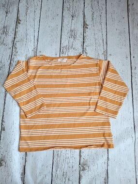 Nice Things Striped Mudtard and Cream Long Sleeve Tee